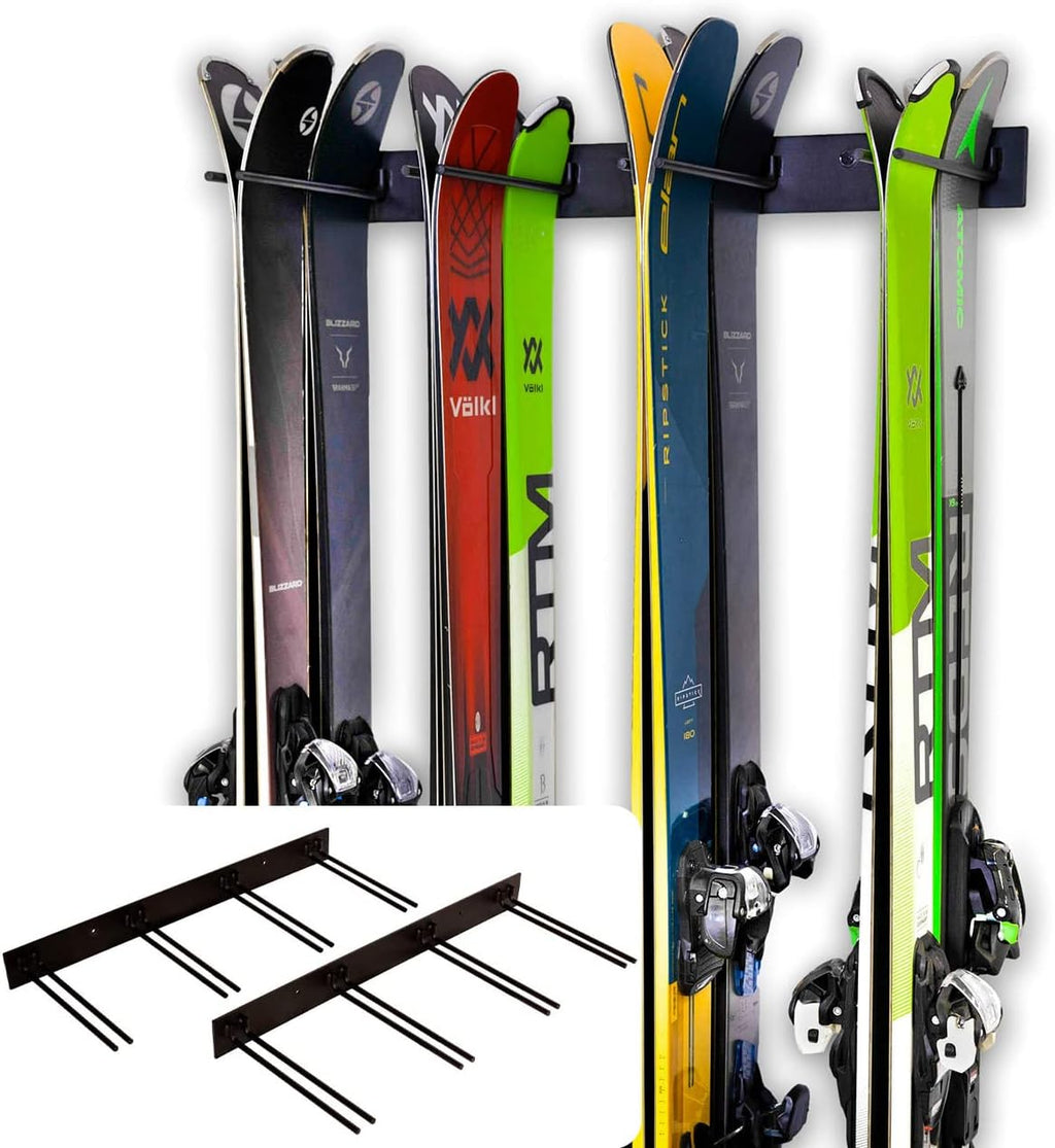 Ski Wall Storage Rack, Steel, Holds 8 Pairs, Pack of 2 B932593