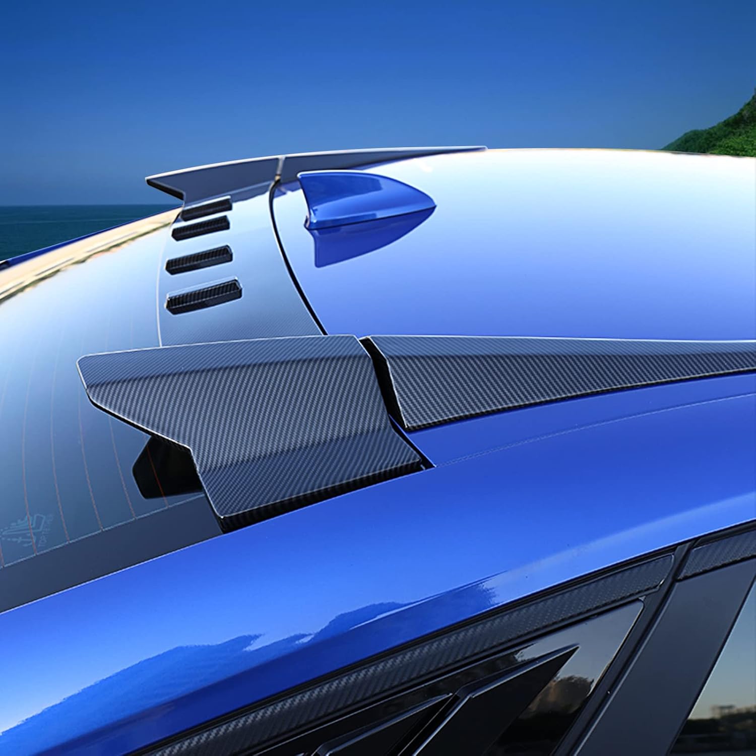 Glossy Carbon Fiber Pattern Rear Window Roof Spoiler Wing Lip J754943