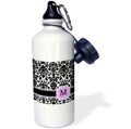 Pink Black and White Damask Pattern 21 oz Sports Water Bottle L499971