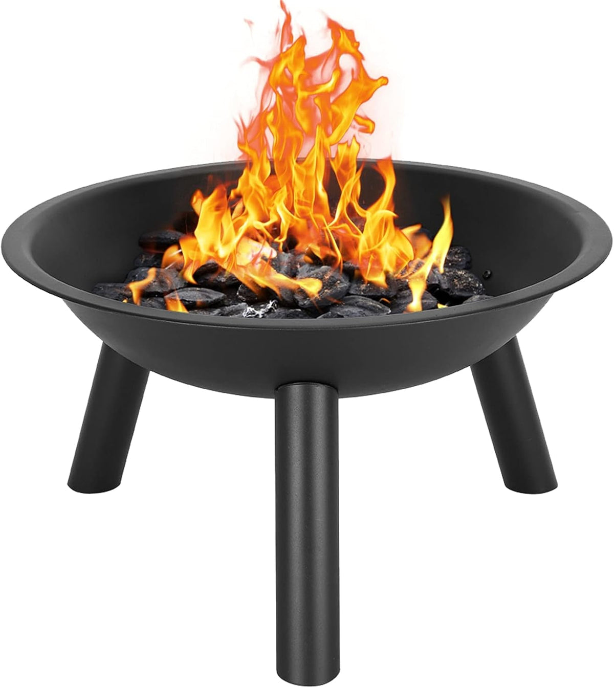 22 inch Steel Firepit Bowl with Mesh Spark Screen Cover Log Grate Wood Fire Poker Z8939