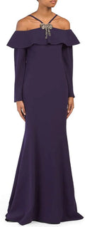 Purple Off The Shoulder Long Gown C2976
