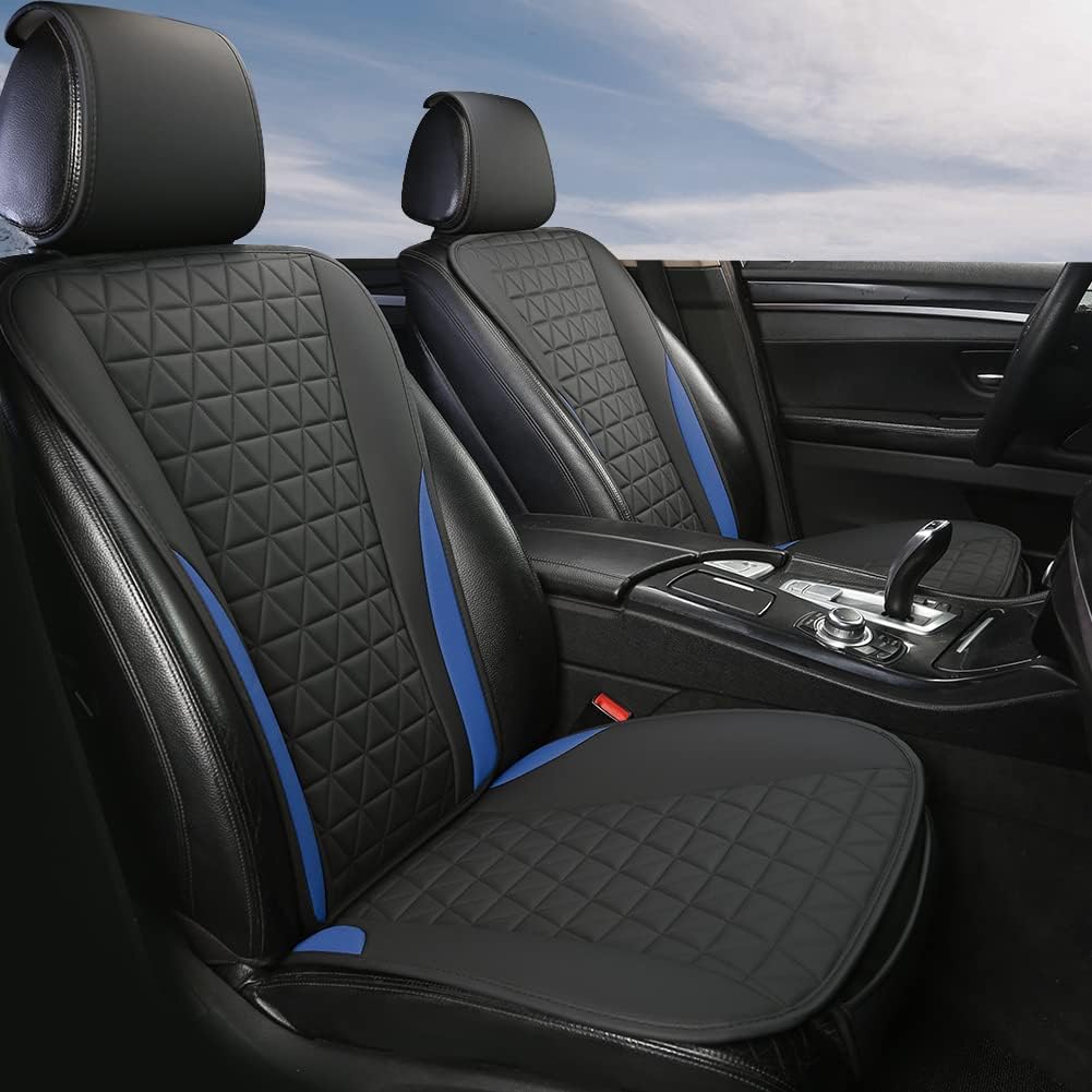 Grey Leather Front Car Seat Covers B8183