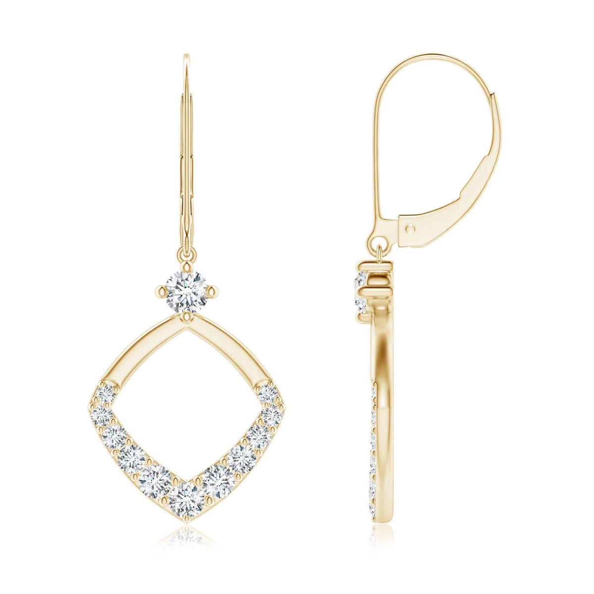 14K Yellow Gold Diamond Drop Earrings B59451