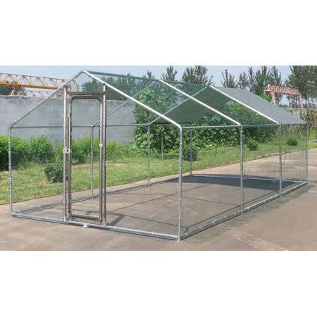 Silver Metal Chicken Coop Hen House Cage RUN F502107