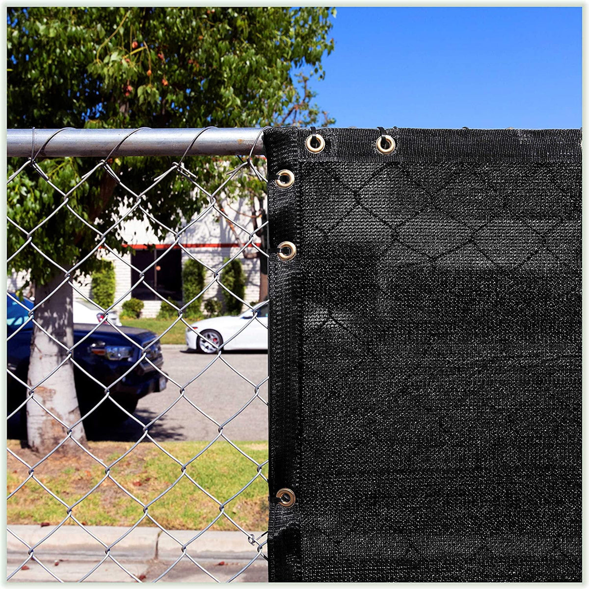 Black Fence Privacy Screen with Grommets U209