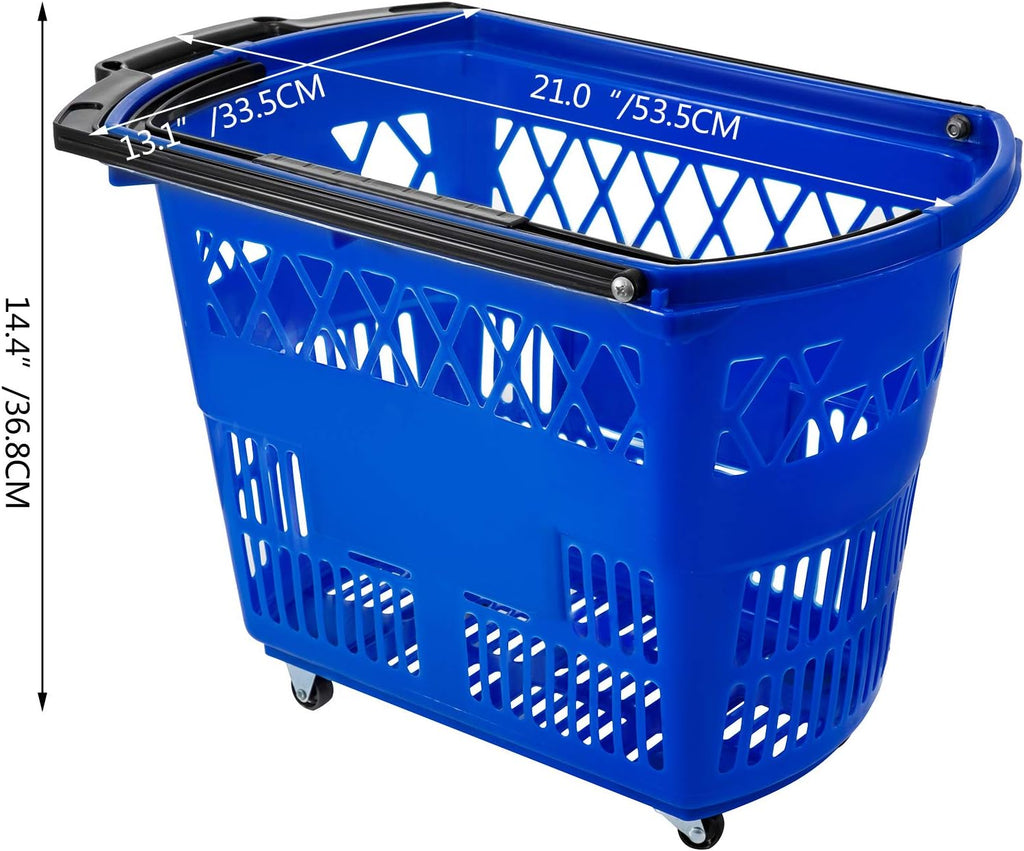 Blue Plastic Shopping Basket Set with Wheels C952004