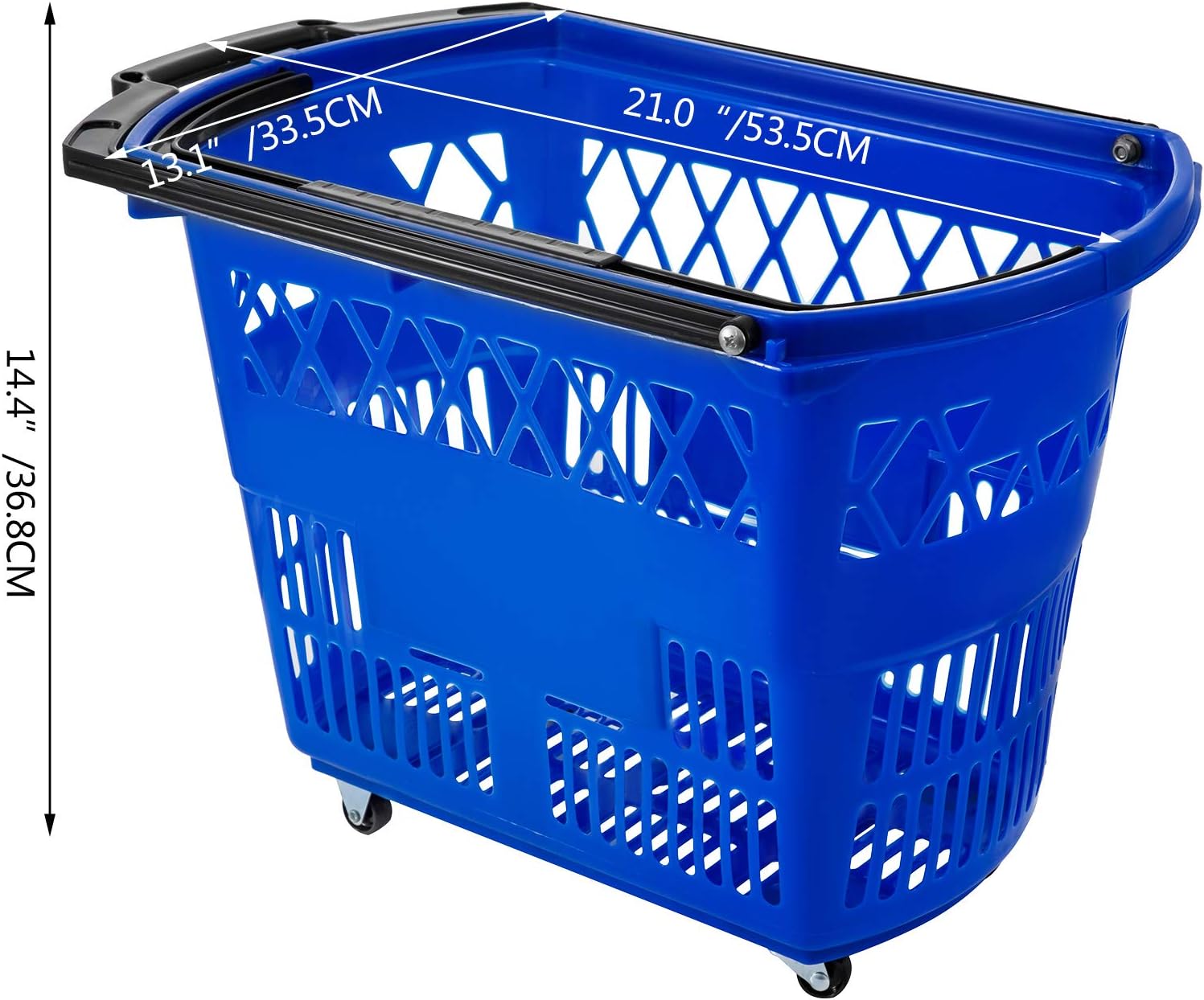 Blue Plastic Shopping Basket Set with Wheels C952004