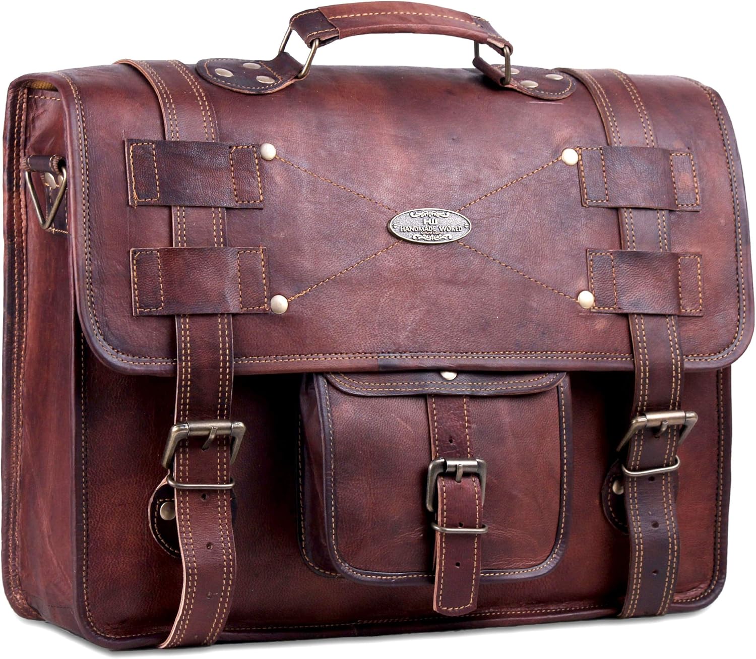 Leather Messenger Bag Laptop Computer Satchel Distressed (12 X 16) B37646