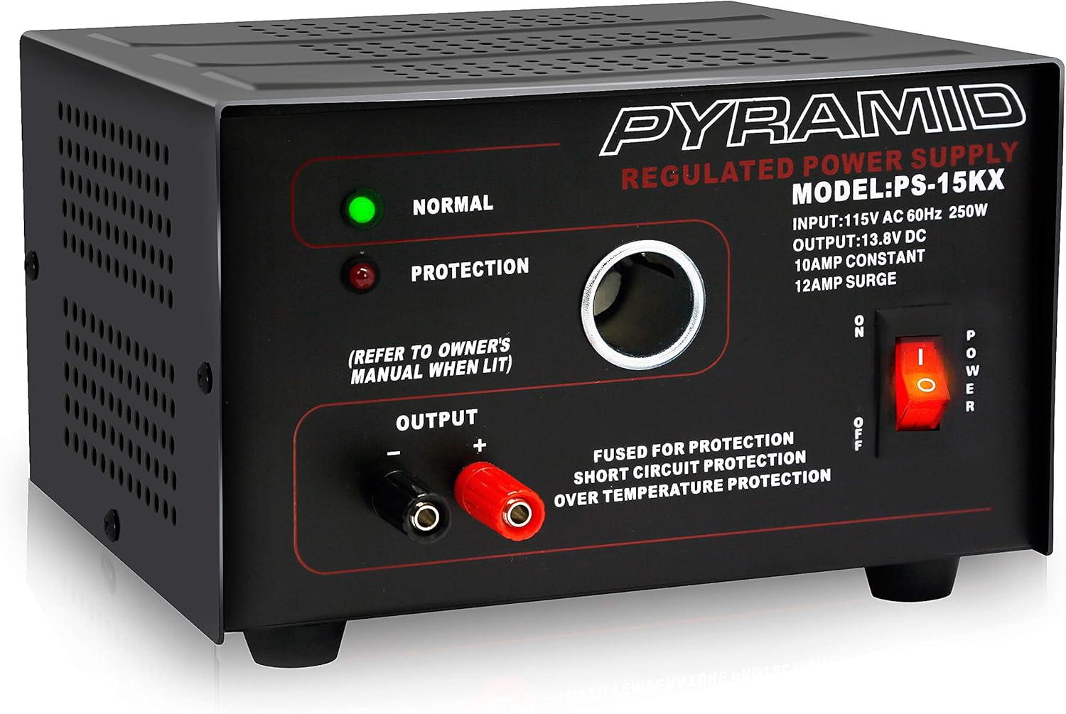 Universal Compact Bench Power Supply 5 Amp Linear Regulated 13.8 Volt DC 115V AC 70 Watt Input Screw Type Terminal 12V Car Cigarette Lighter Pack of 2 C63497