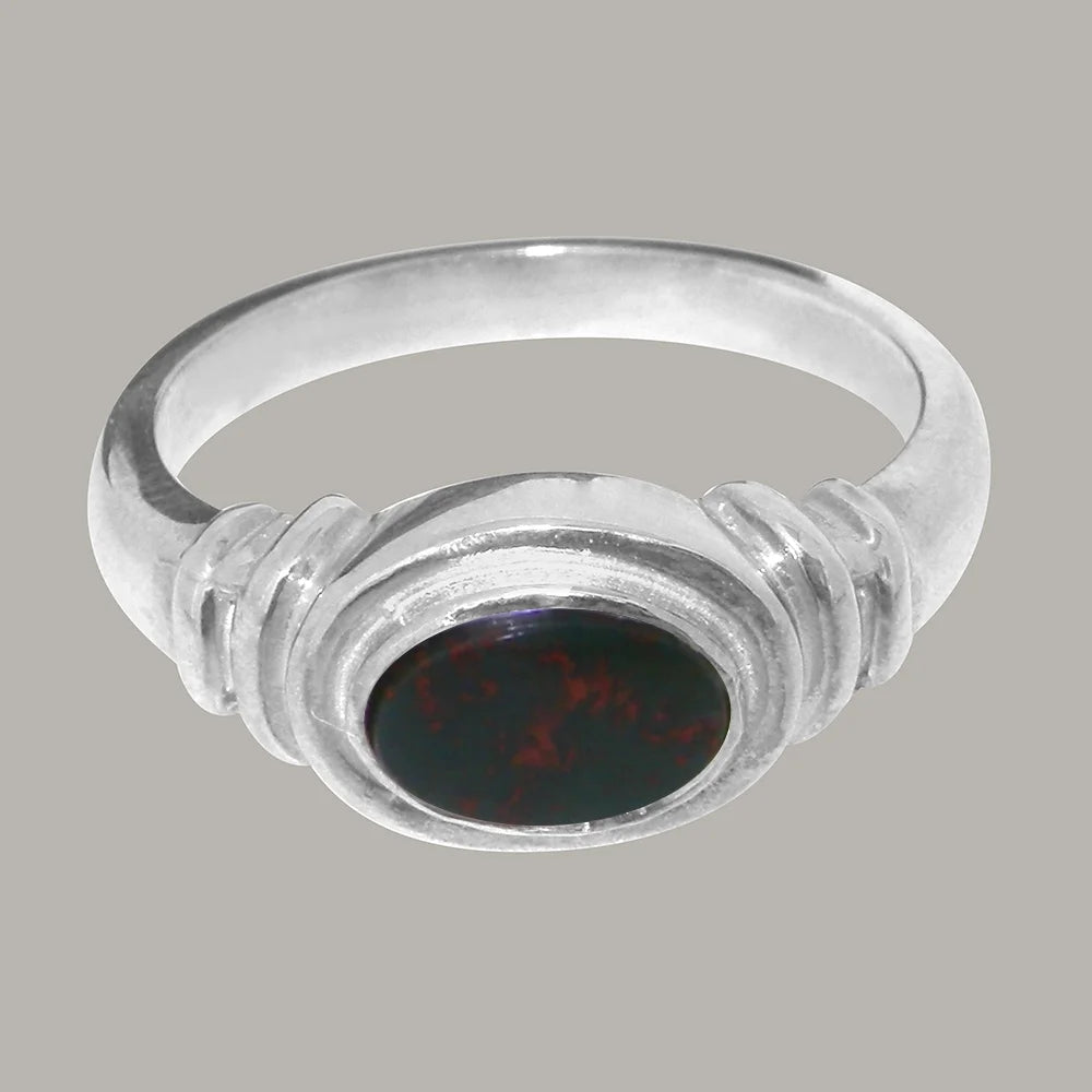 18k White Gold Natural Bloodstone Engagement Ring C426