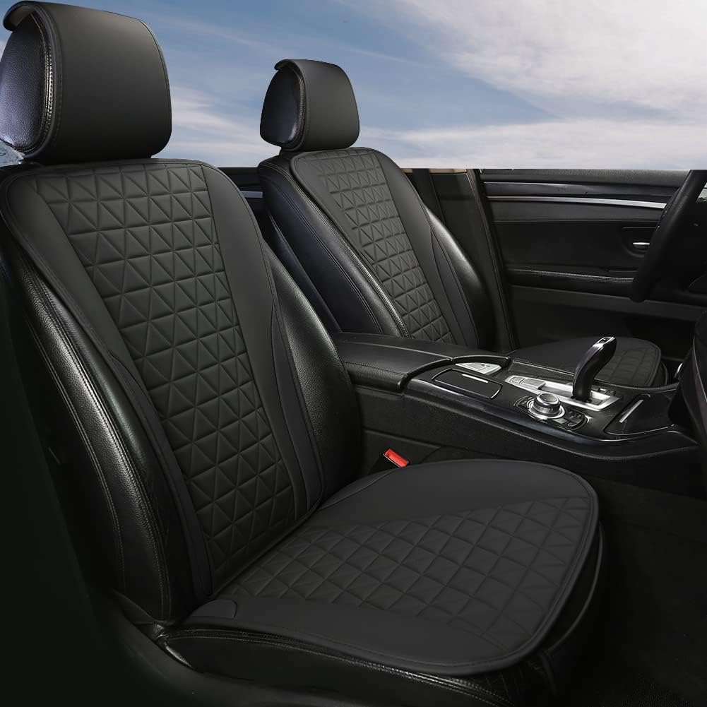 Grey Leather Front Car Seat Covers B8183