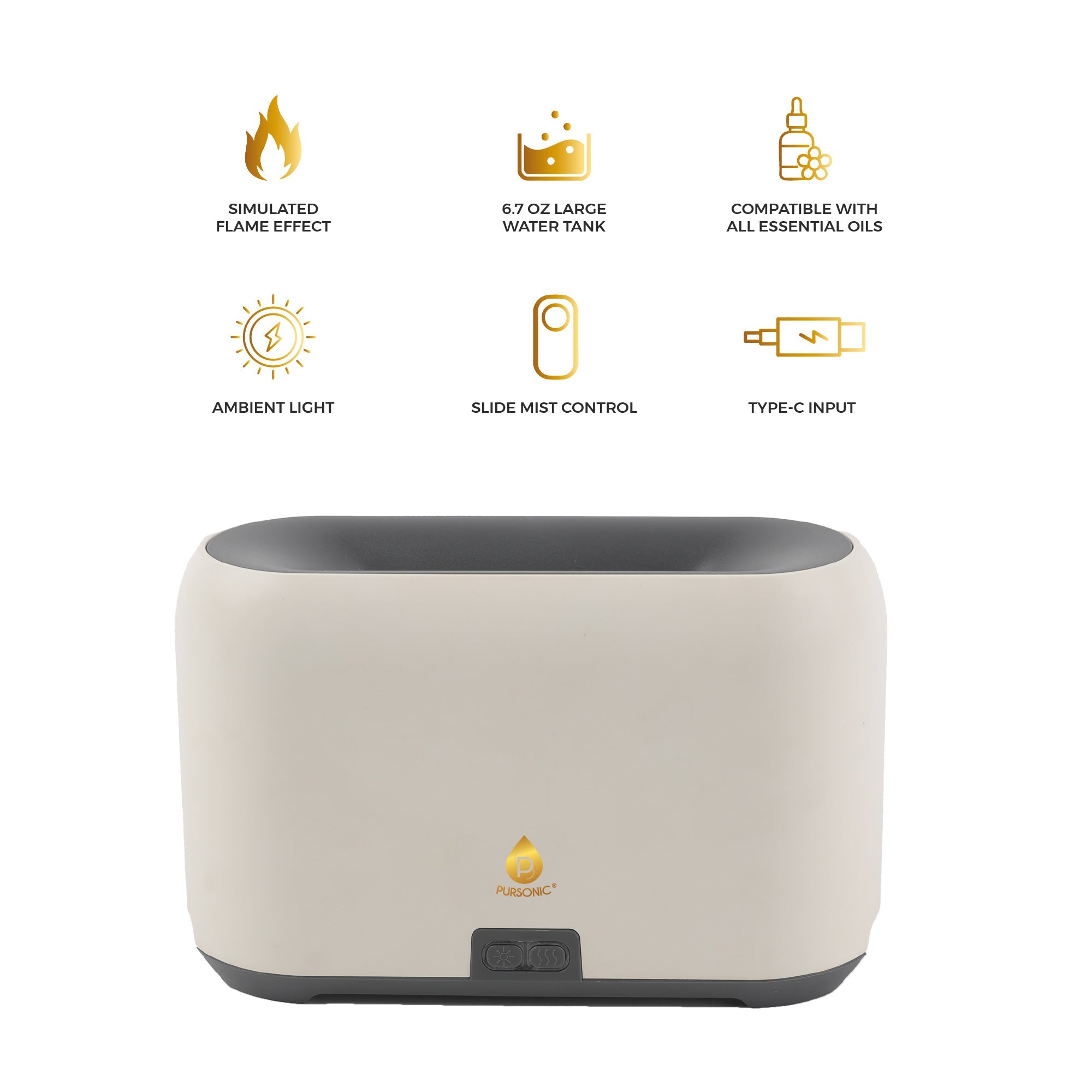 FlameGlow Aromatherapy Diffuser, Pursonic 6-Pack Essential Oils & Portable 360° Hi-Res Wireless Speaker