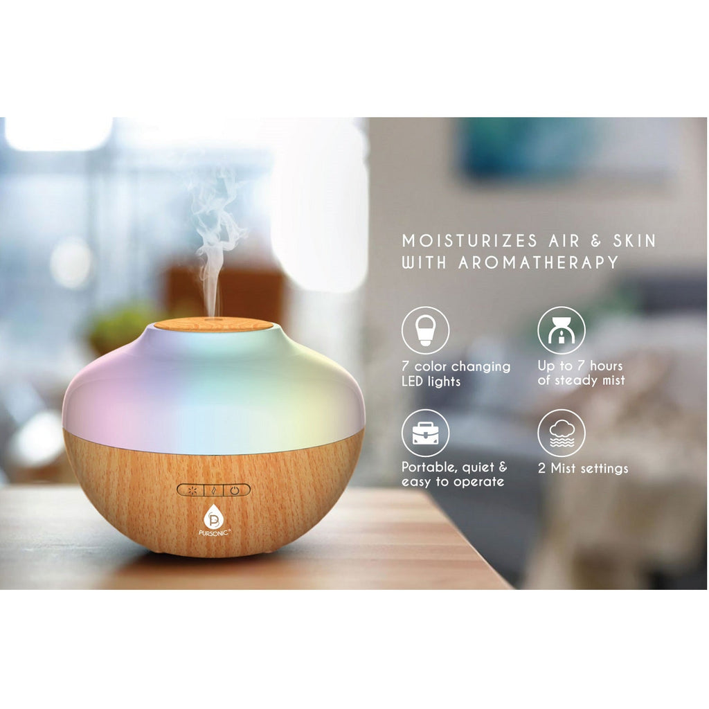 Pursonic Ultrasonic Diffuser, 360° Speaker, & Essential Oils Set