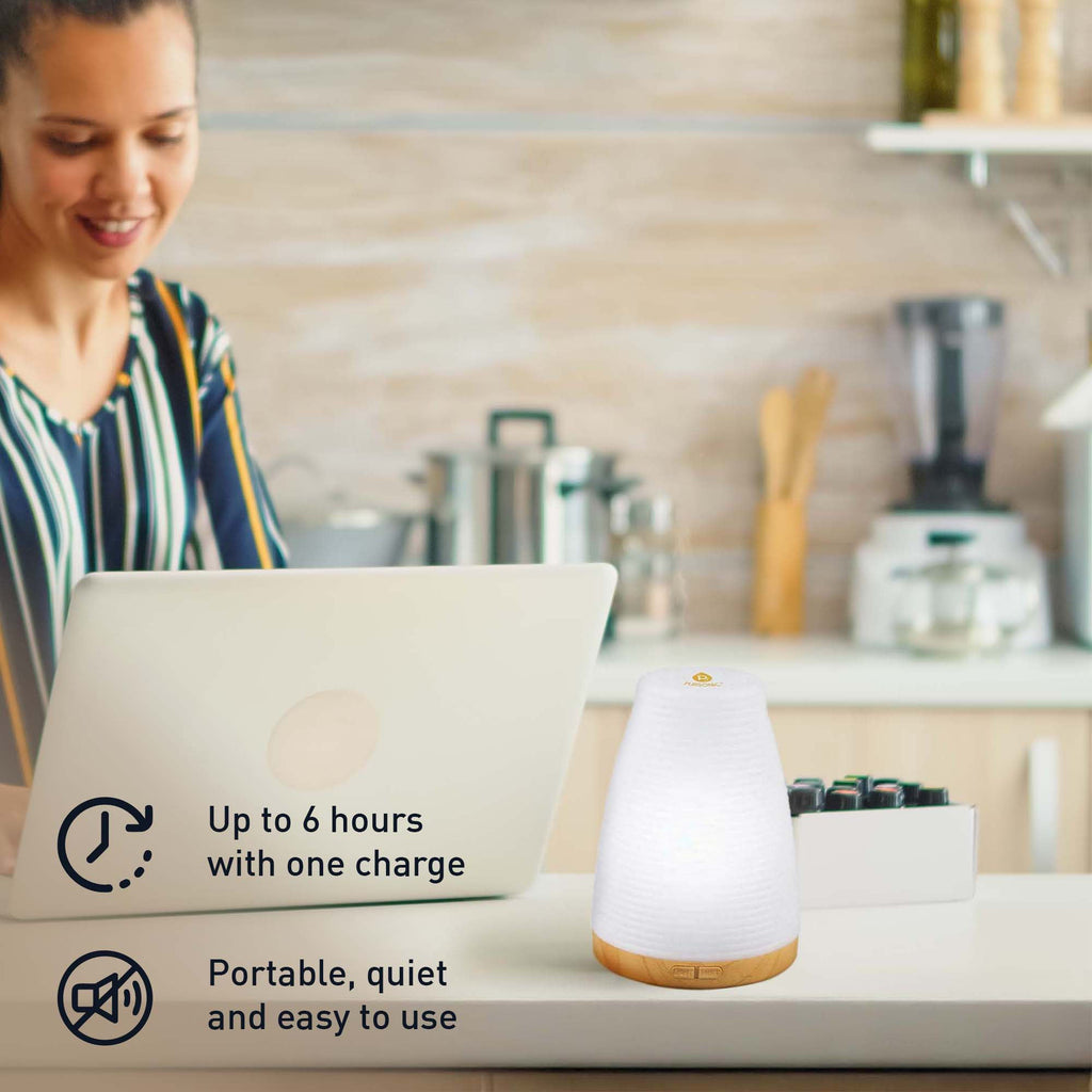 Pursonic Aromatherapy 2 in 1 USB Diffuser & Essential Oil Set-Ultrasonic Top 3 Oils-300ml with 2 Mist Settings 7 Ambient Light Settings