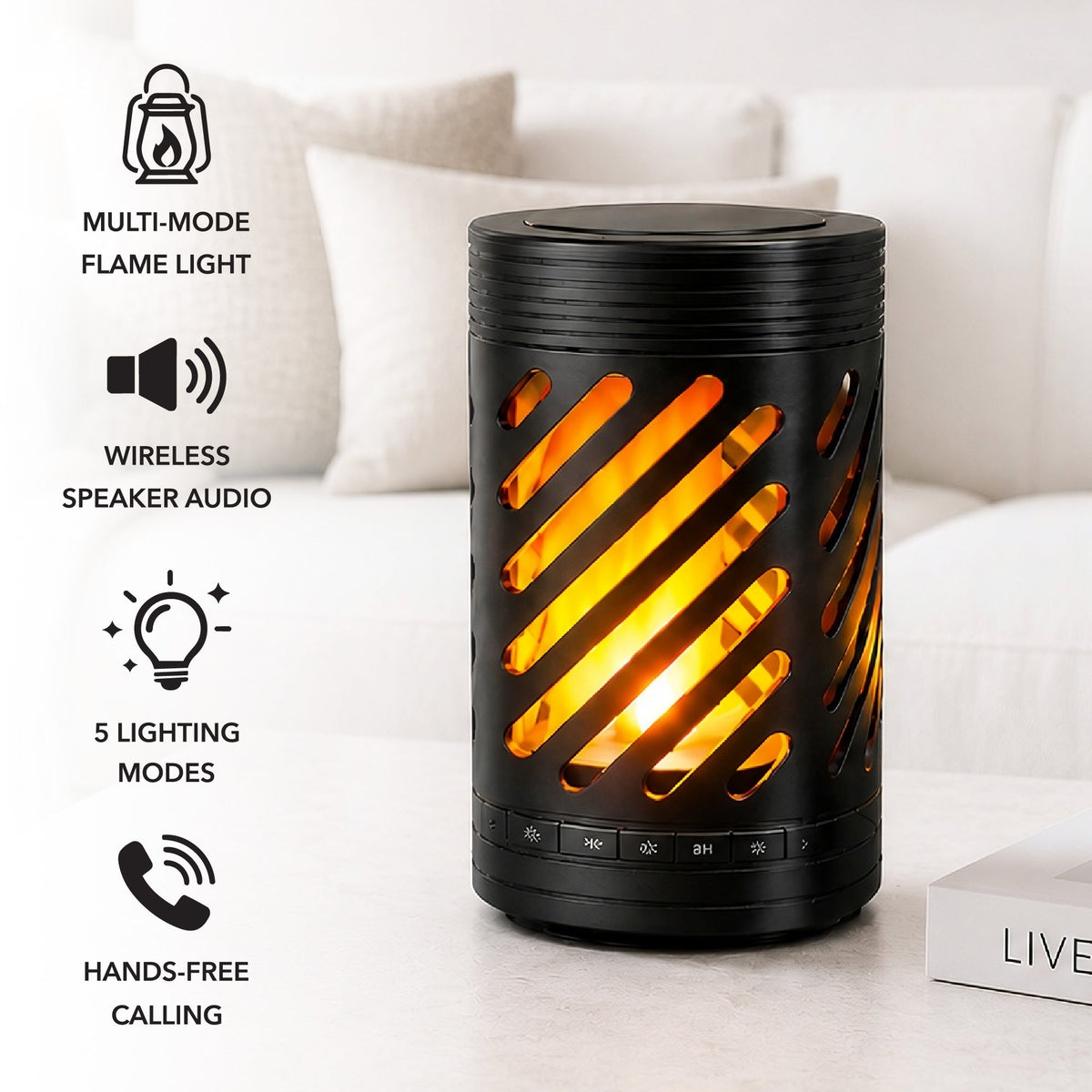 2-in-1 Ambient Flame Lantern Speaker & True Wireless Stereo Earbuds