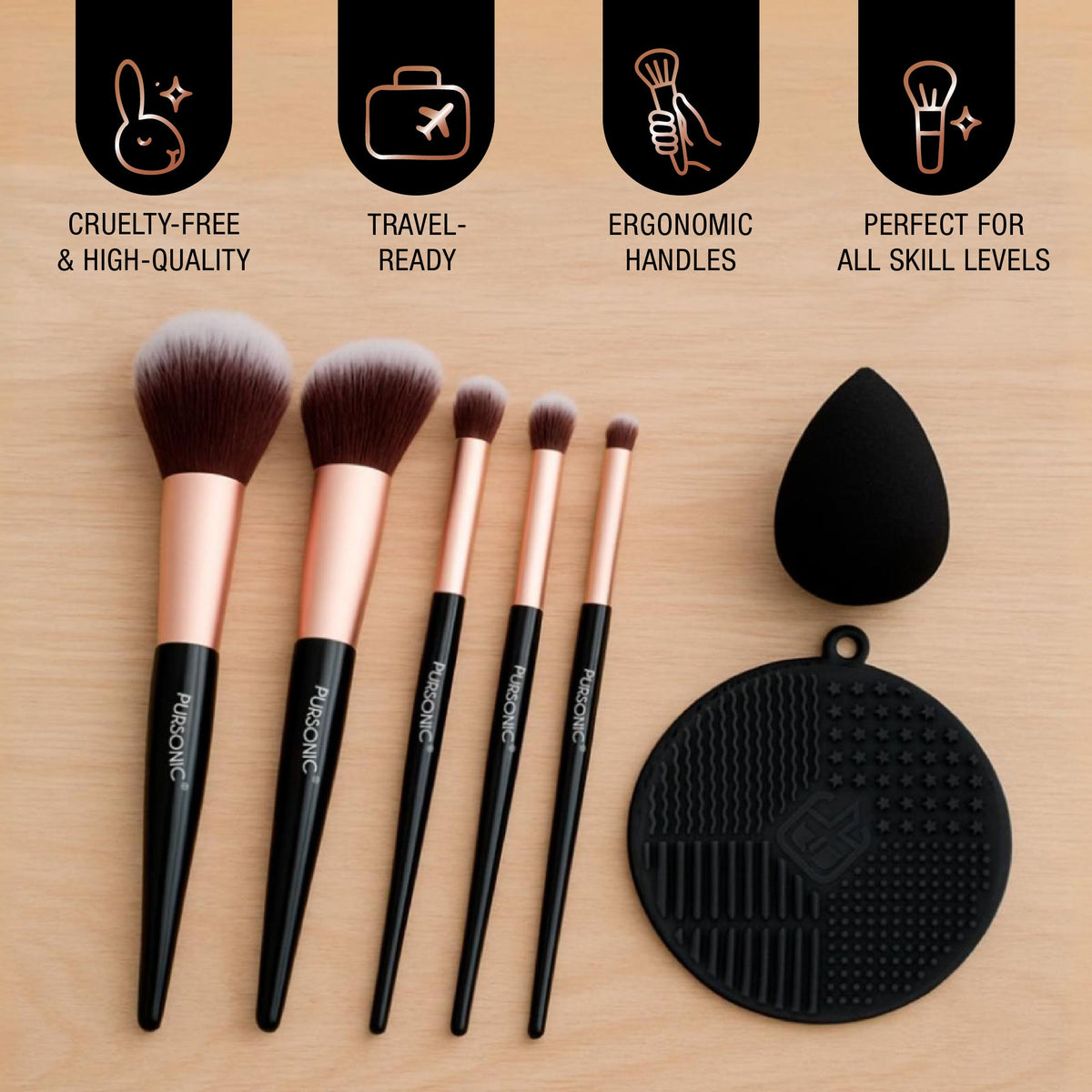 All-In-One Beauty & Wellness Travel Bundle – Pursonic Sonic Toothbrush, Painless Shaver & Glam Brush Set
