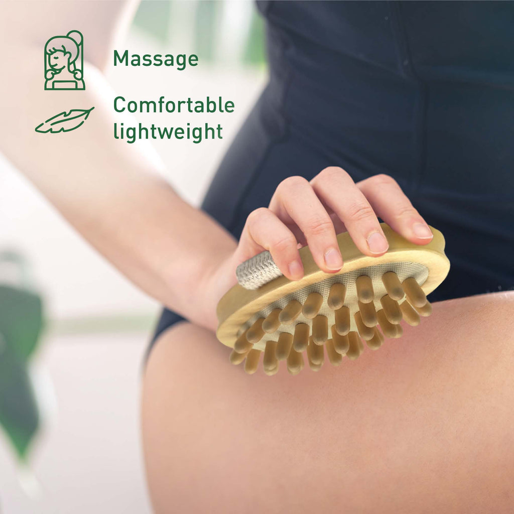 Home Spa Collection: Natural Wood Massager, 4-in-1 Bamboo Foot Scrubber, Bamboo Bath Brush, and Lavender & Sea Salt Mist Spray