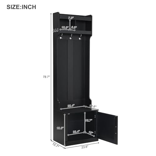 White Wooden Storage Bench with Shoe Storage and 6 Hanging Hooks B2769