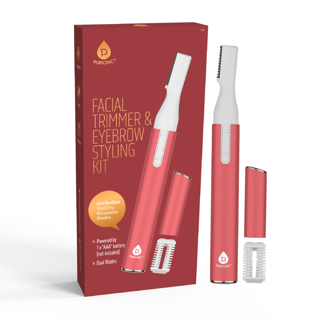 Precision Beauty Duo: Painless Electric Shaver - The Claudine Collection & Pursonic Facial Trimmer & Eyebrow Styling Kit
