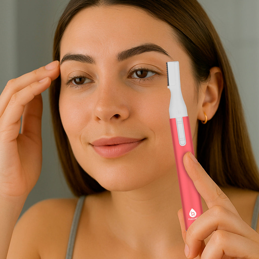 Precision Beauty Duo: Painless Electric Shaver - The Claudine Collection & Pursonic Facial Trimmer & Eyebrow Styling Kit