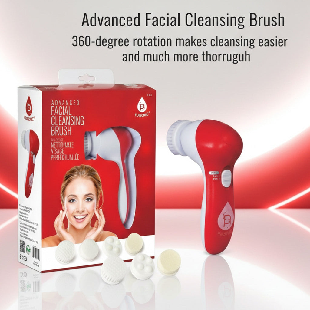 Red Light LED Scalp & Hair Therapy Brush & Advanced Facial Cleansing