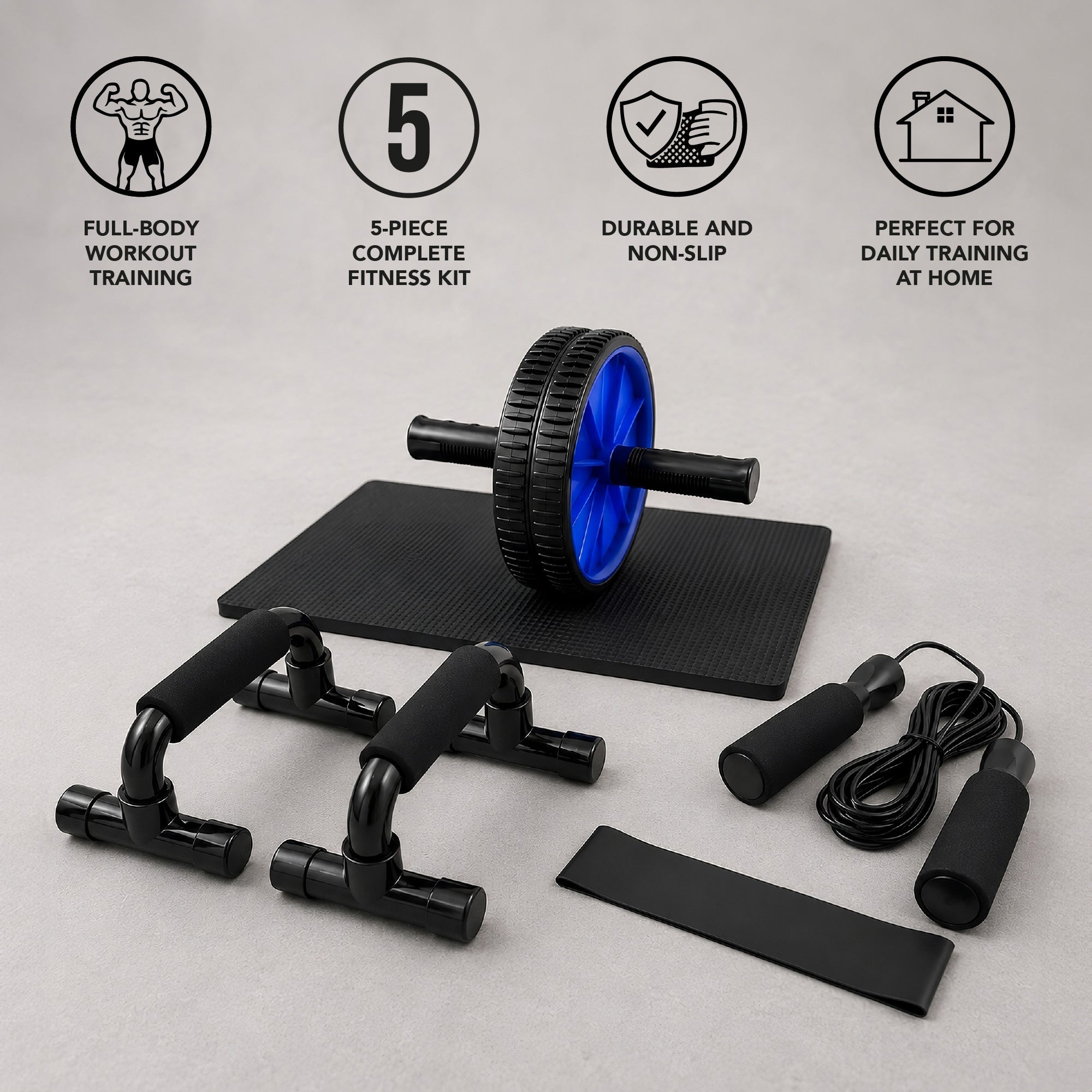 Complete 5-Piece Home Workout Set for Strength, Cardio & Core Training