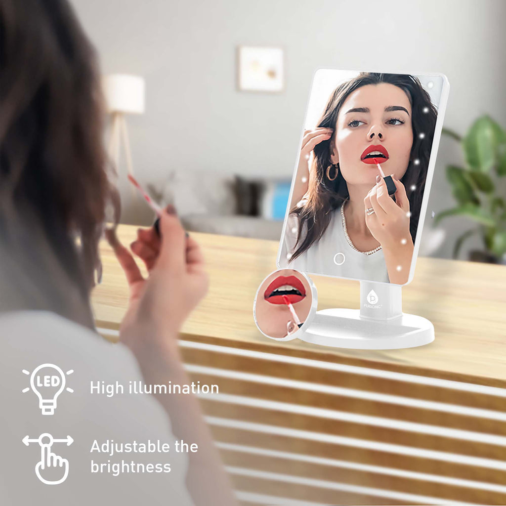 Dimmable LED Vanity Mirror & 3-in-1 Facial Cleansing Device LED Light