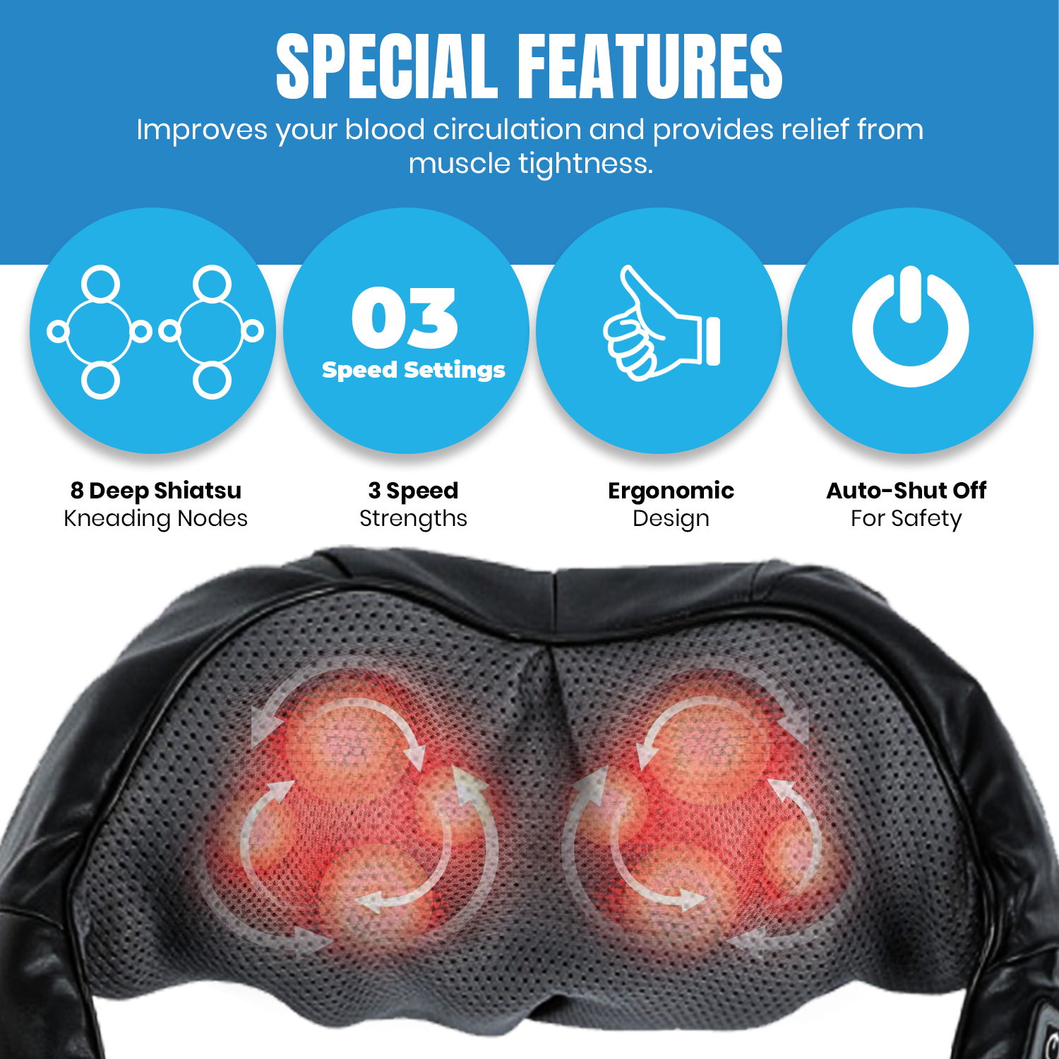 Total Tension Relief: Pursonic 3D Shiatsu Back Massager & Hot/Cold Gel Migraine Cap
