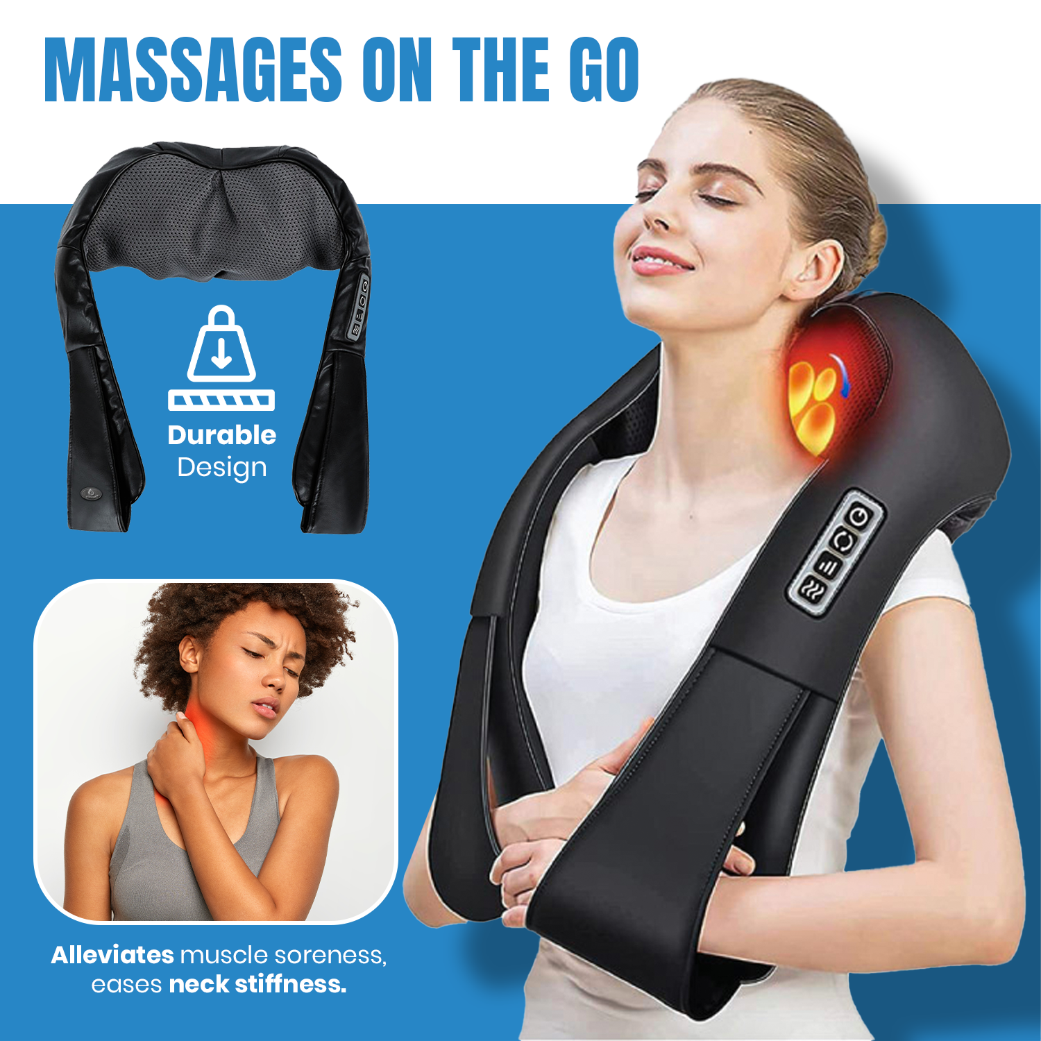 Total Tension Relief: Pursonic 3D Shiatsu Back Massager & Hot/Cold Gel Migraine Cap