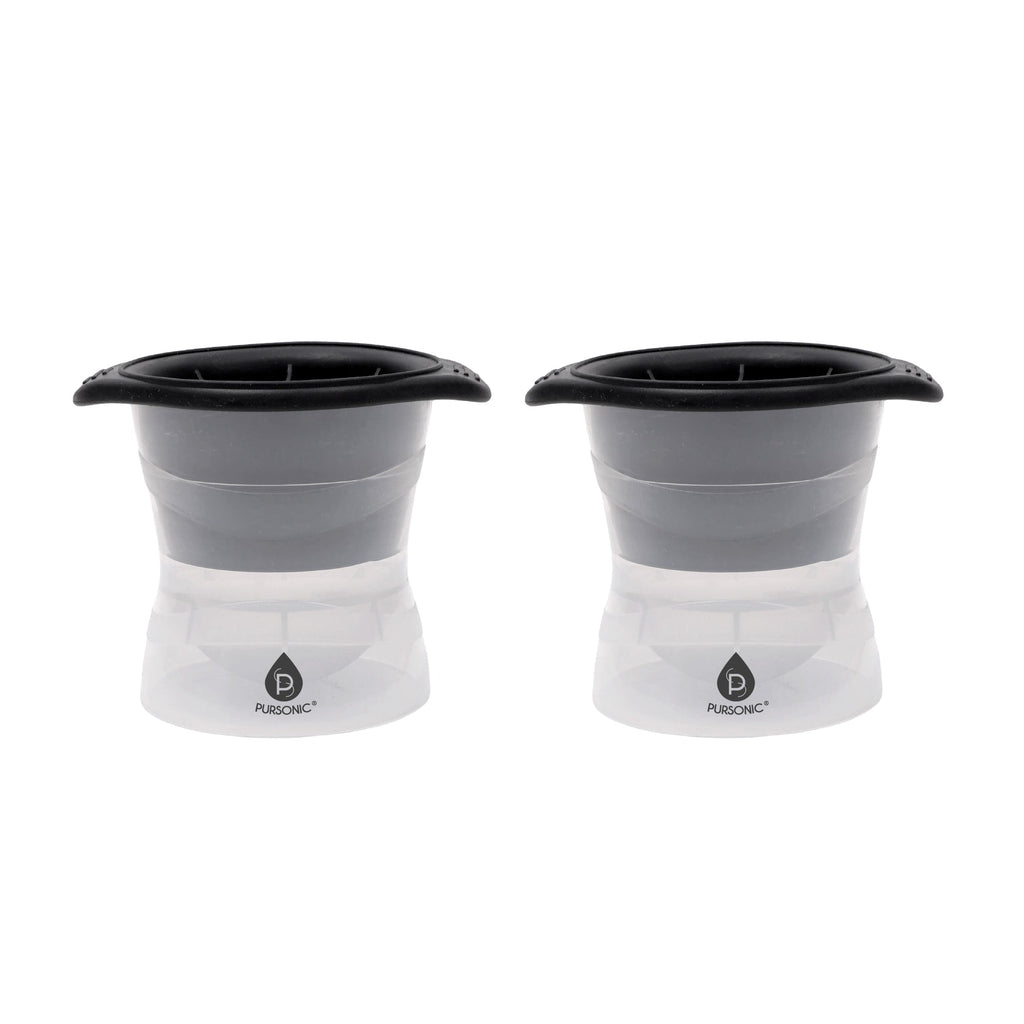 Pursonic 2-Pack Ice Ball Mold Set – BPA-Free Silicone Ice Sphere Molds