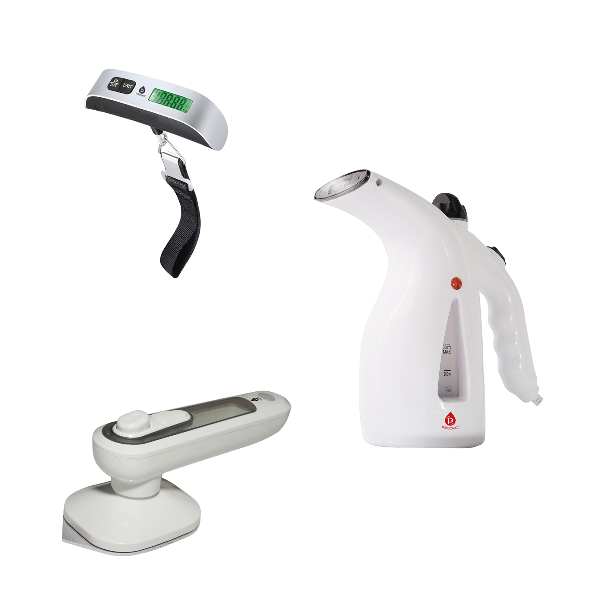 Travel Essentials Bundle: Digital Luggage Scale, Handheld Garment Steamer & Portable Travel Iron