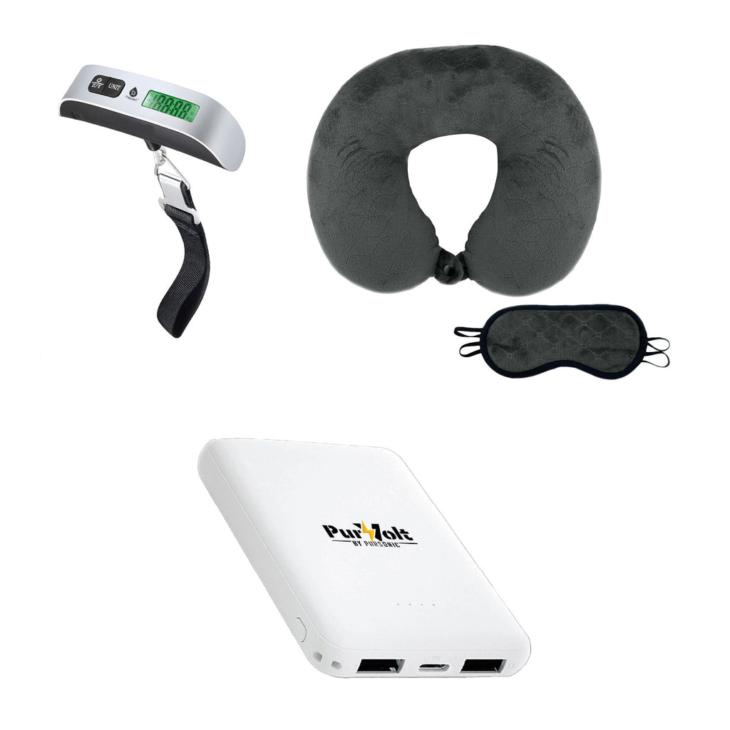 The Savvy Traveler’s Essential Trio: Pursonic Electronic Luggage Scale, Memory Foam Travel Pillow, and Ultra-Compact Wireless Power Bank