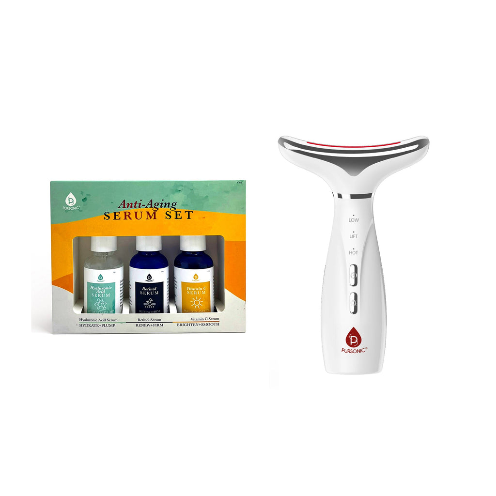 Pursonic 7-in-1 Facial Therapy Device & Anti-Aging Serum Bundle
