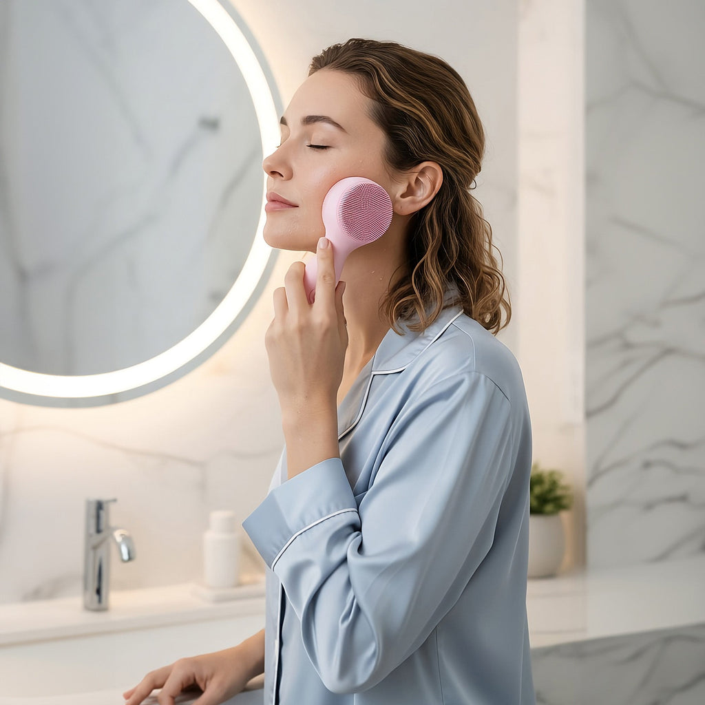 Dimmable LED Vanity Mirror & 3-in-1 Facial Cleansing Device LED Light
