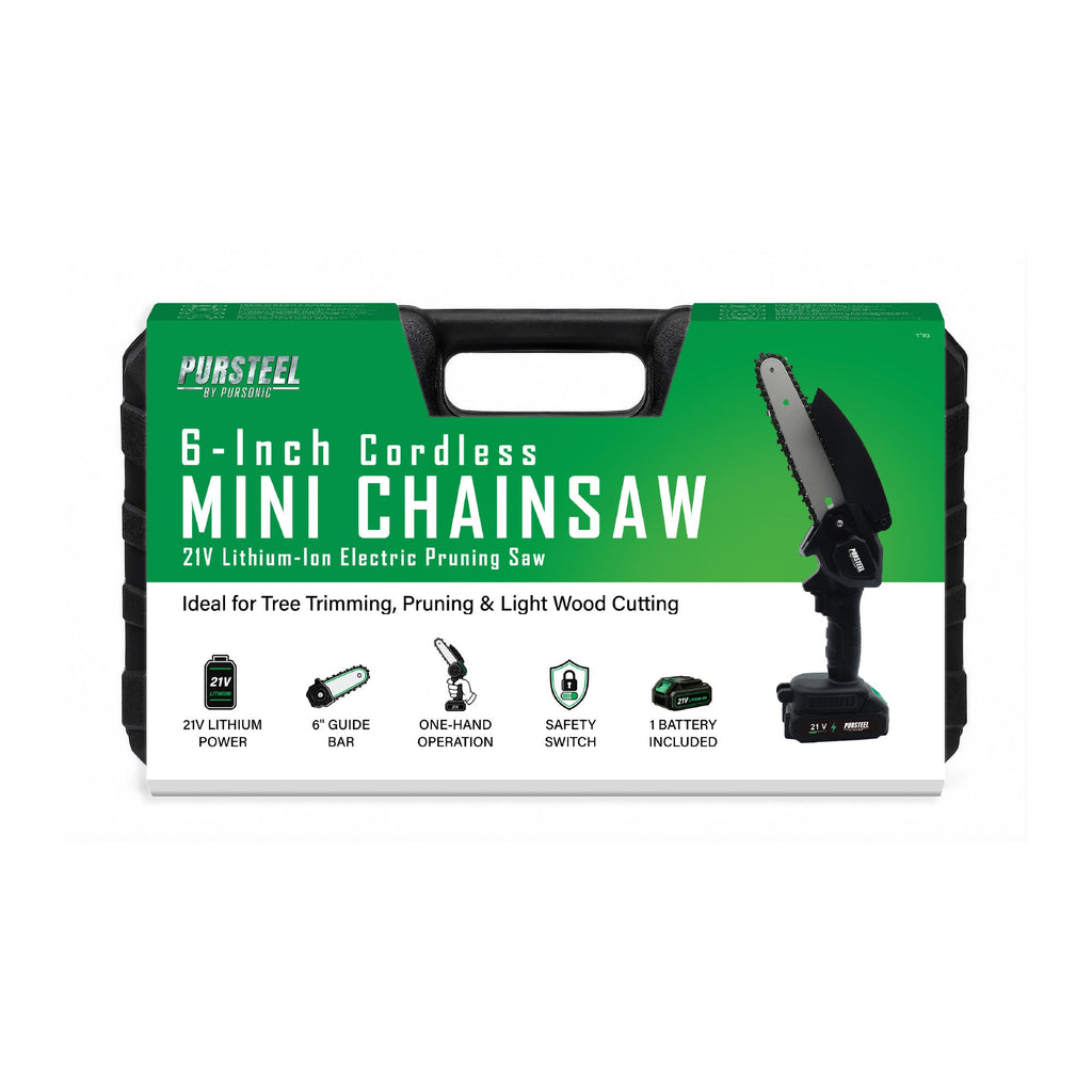 6-Inch Cordless Mini Chainsaw – 21V Battery Powered Handheld Pruning Saw