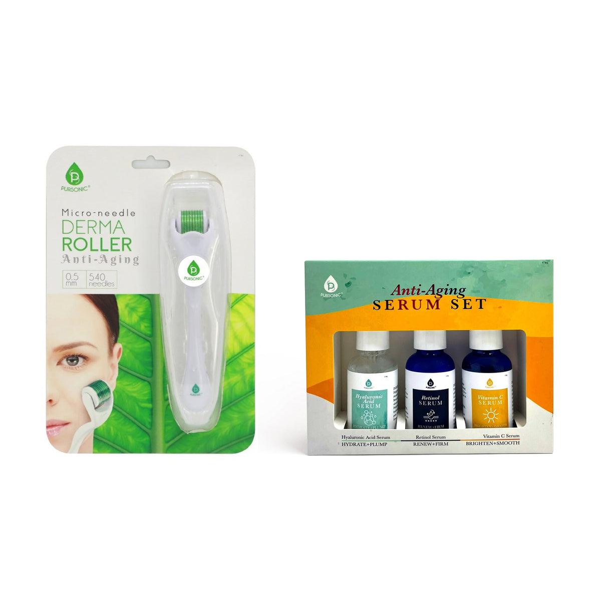 Ultimate Renewal Kit: Micro Needle Derma Roller + Anti-Aging Serum Trio