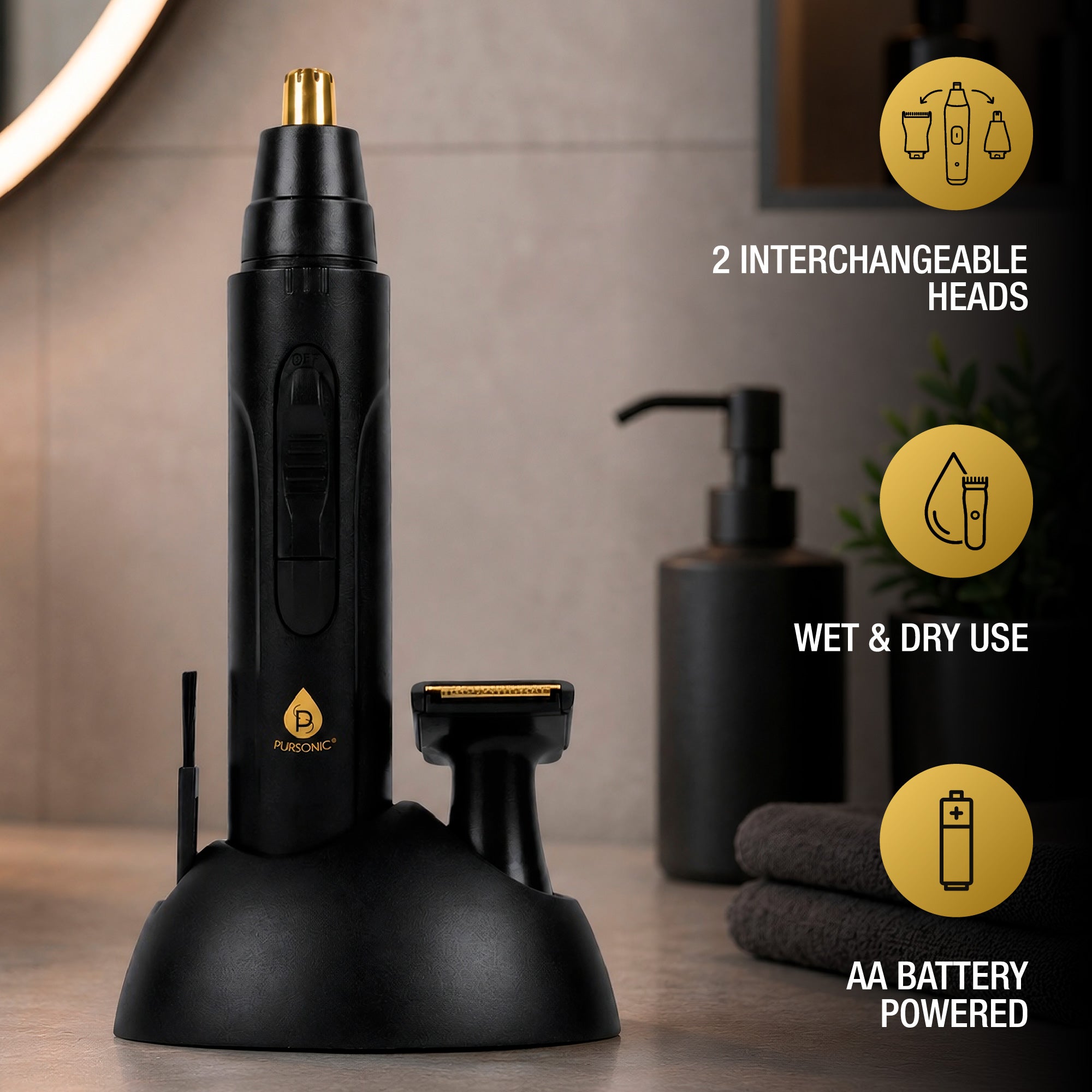 Precision Nose & Ear Trimmer 2-in-1 Grooming Kit – Cordless Wet & Dry Personal Groomer
