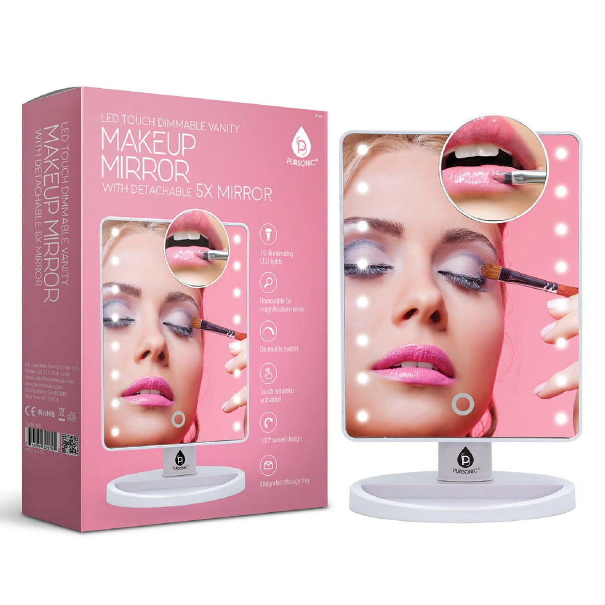 The Pursonic Dimmable LED Vanity Mirror & One Step Volumizing Hair Dryer