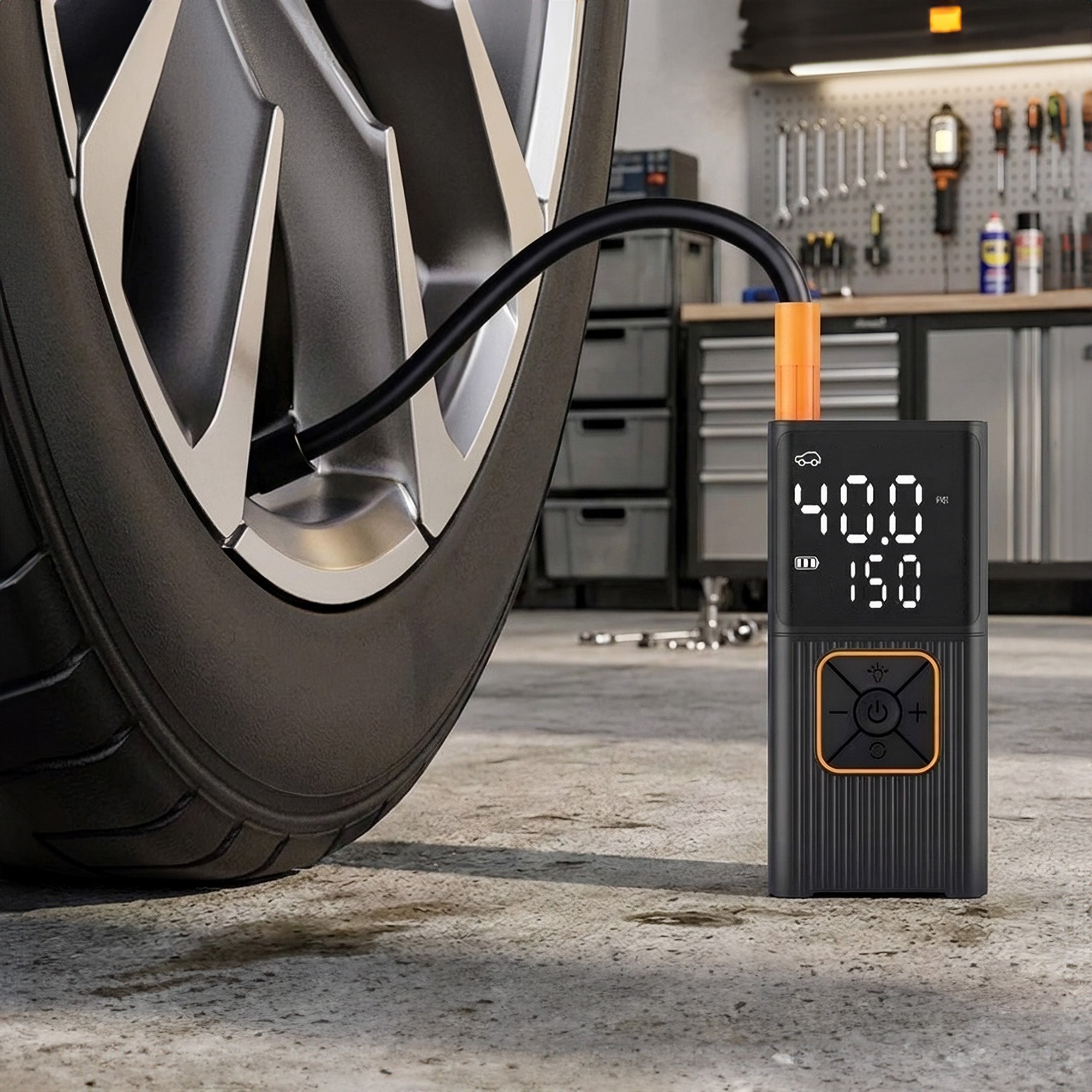 3-in-1 Cordless Tire Inflator- Inflator, Power Bank & LED Light