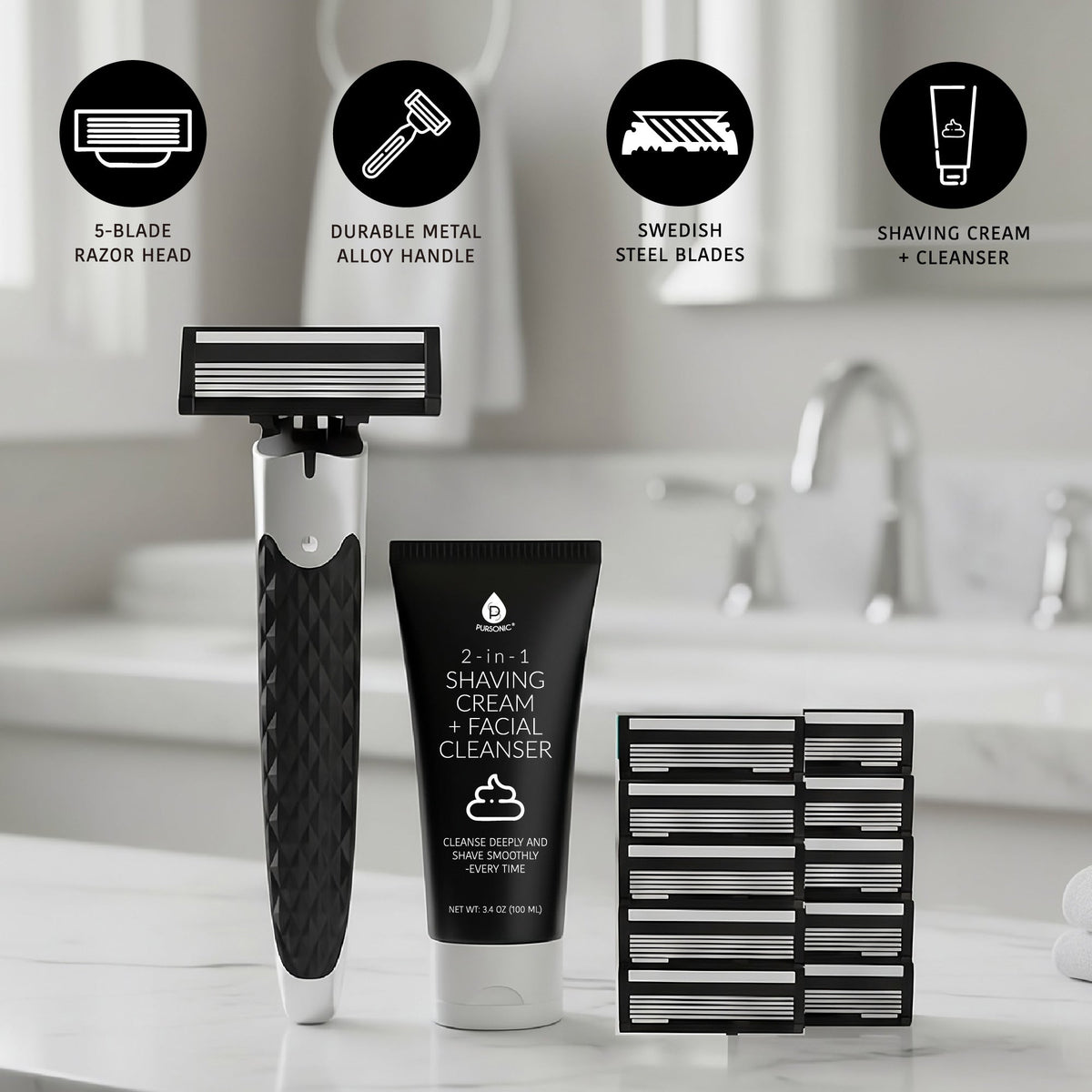 Men's Grooming Essentials Bundle: Shaving Kit & Beard & Body Trimmer