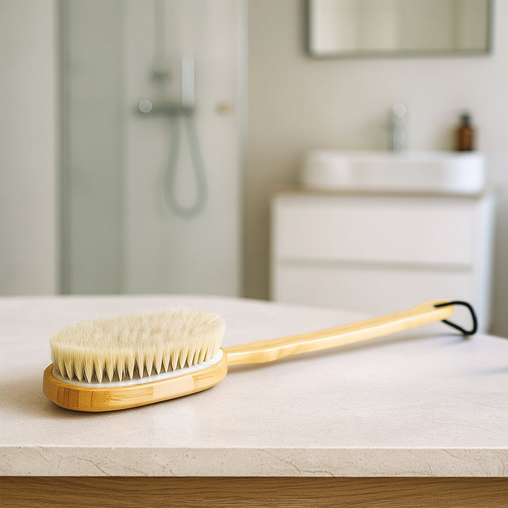Home Spa Collection: Natural Wood Massager, 4-in-1 Bamboo Foot Scrubber, Bamboo Bath Brush, and Lavender & Sea Salt Mist Spray