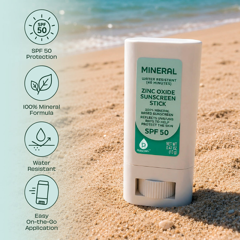 Pursonic Mineral Zinc Oxide Sunscreen Stick SPF 50 – Broad Spectrum Sun Protection | 4-Pack Value Bundle