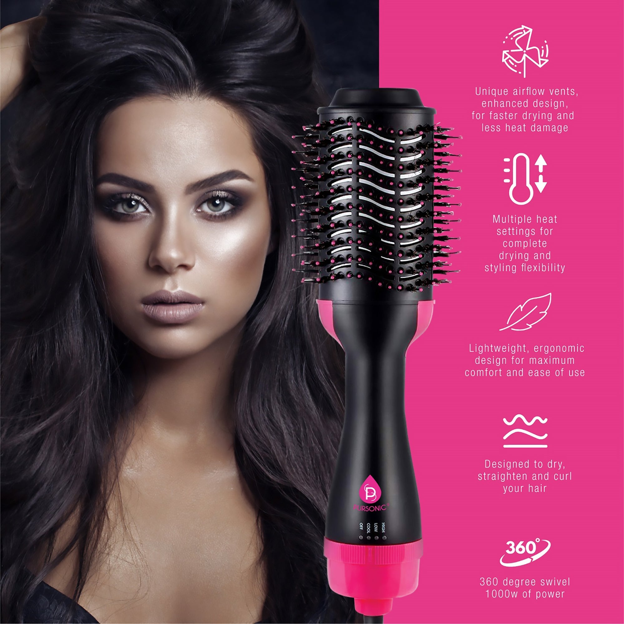 The Pursonic Dimmable LED Vanity Mirror & One Step Volumizing Hair Dryer