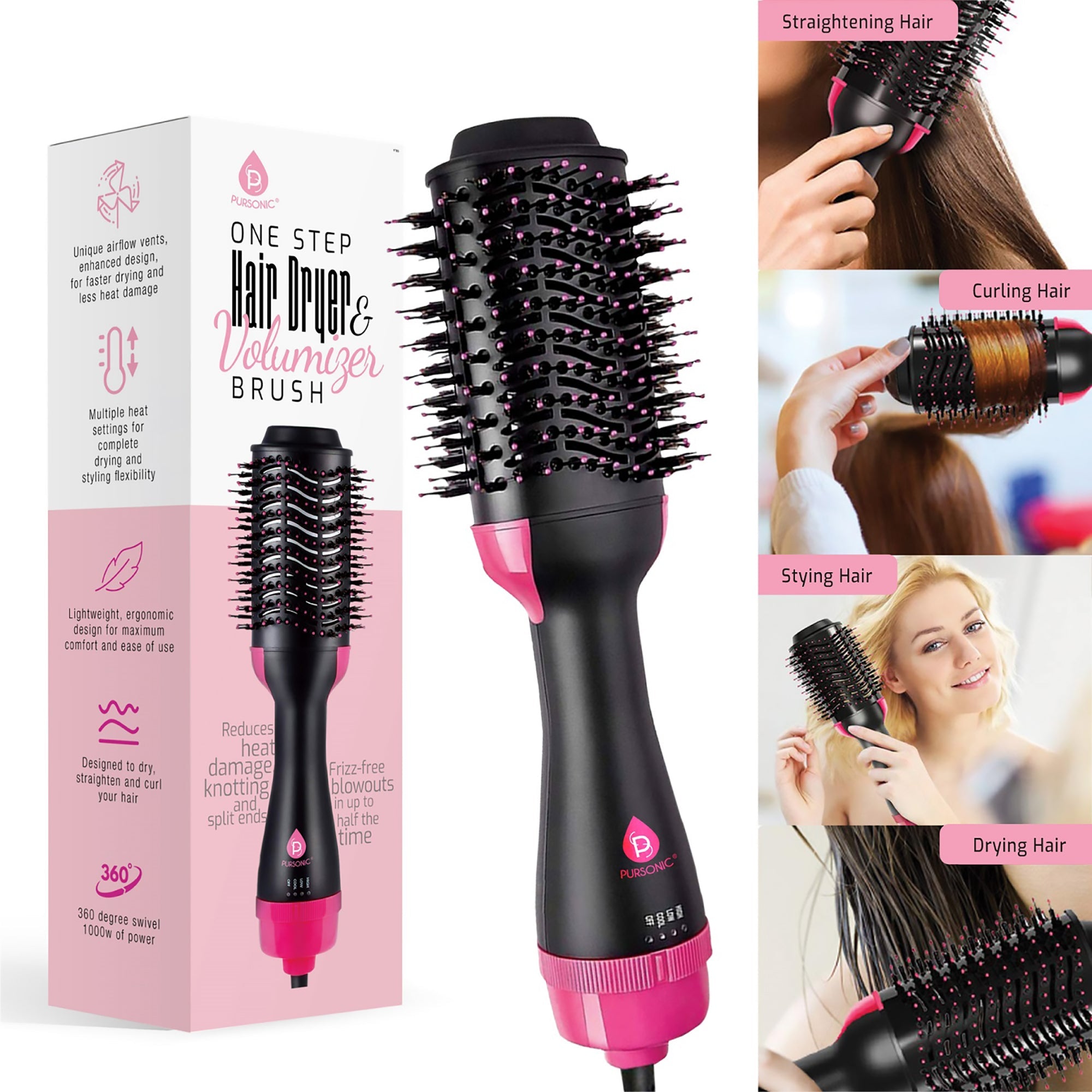 Salon-Quality Hair Duo: Triple Barrel Hair Curler & One Step Volumizing Hair Dryer