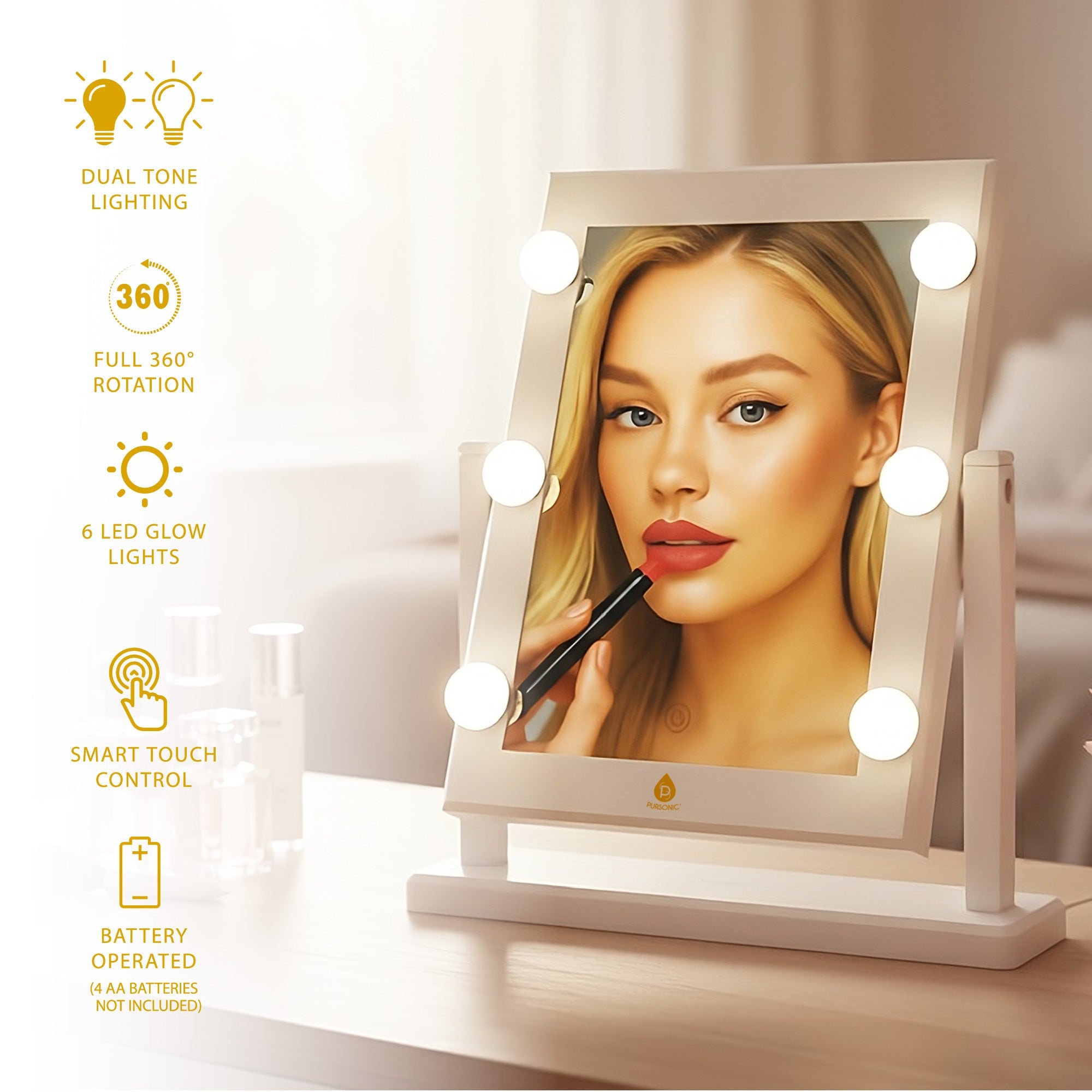 14" LED Hollywood Glam Mirror – Refined Brilliance Pro Lighted Makeup Mirror