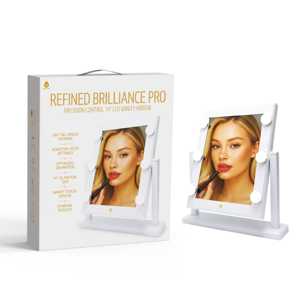 14" LED Hollywood Glam Mirror – Refined Brilliance Pro Lighted Makeup Mirror