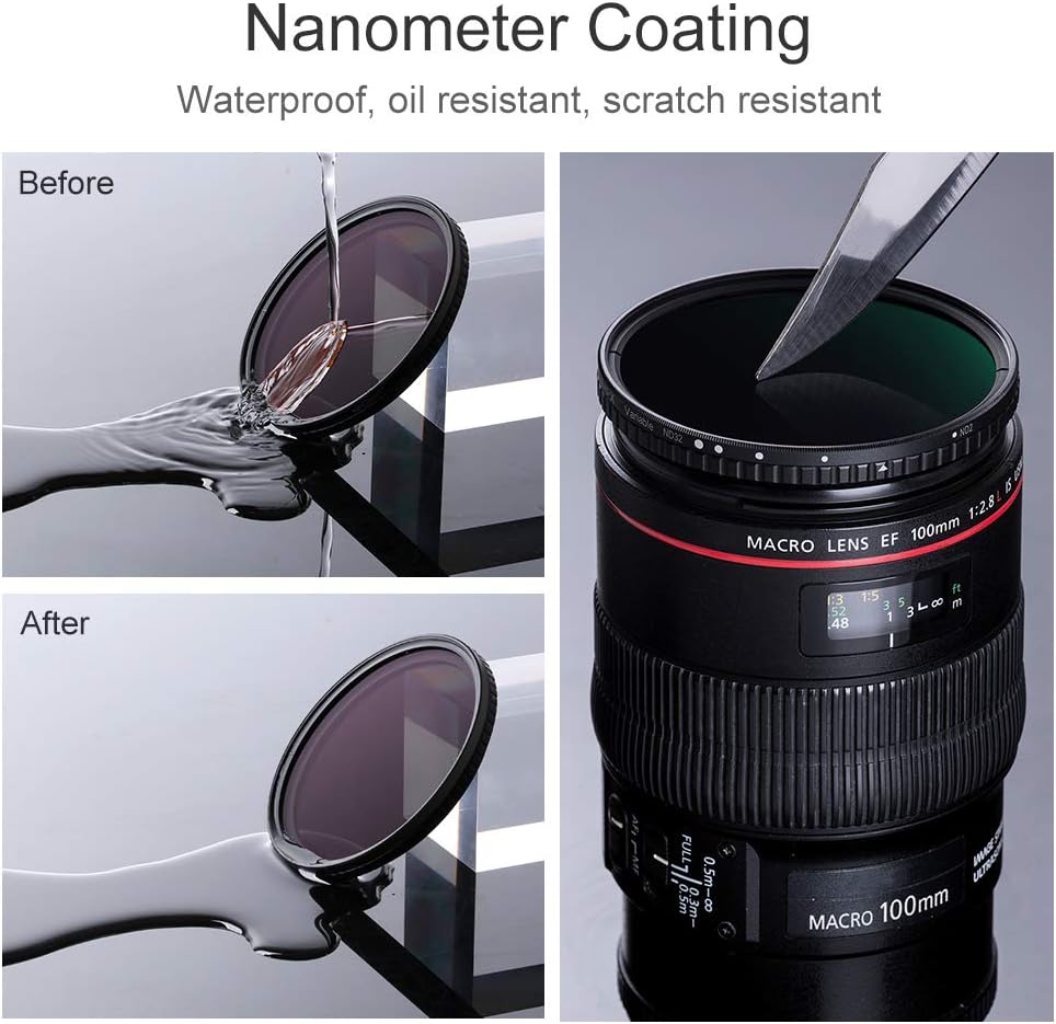 77mm Variable ND Filter ND2-ND32 Camera Lens Filter with Multi-Layer Coatings Pack of 2 Z735794
