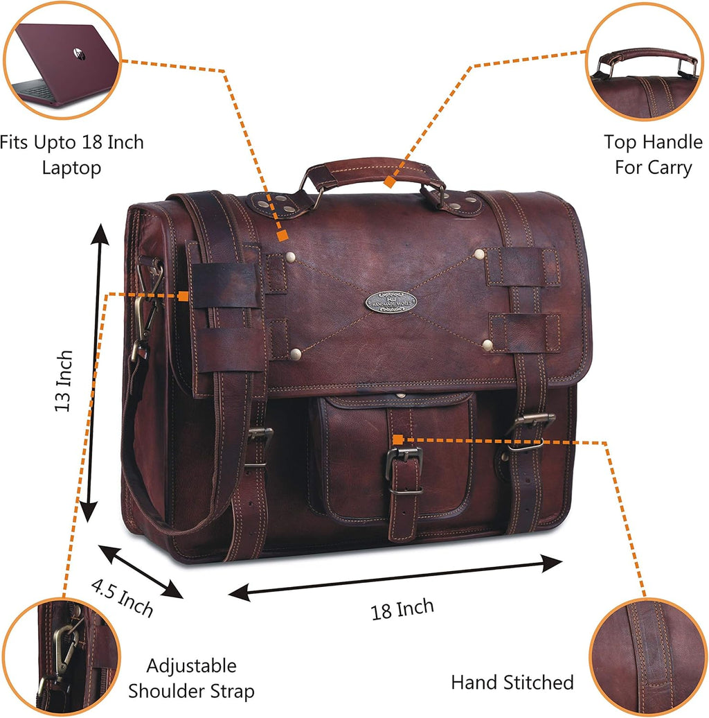 Leather Messenger Bag Laptop Computer Satchel Distressed (12 X 16) B37646