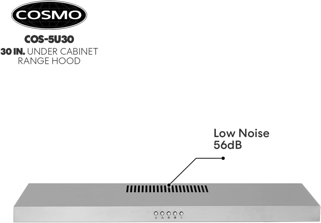 30 in. Under Cabinet Range Hood with Ducted / Ductless Convertible Slim Kitchen Over Stove Vent in Stainless Steel T78959