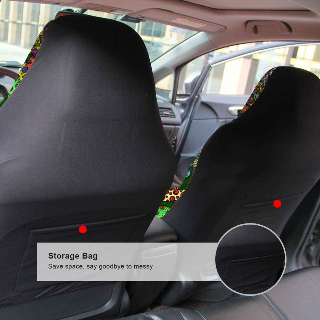 Cartoon Mushroom Art Car Seat Cover Full Set of 2 Vehicle Seat Protector L122389